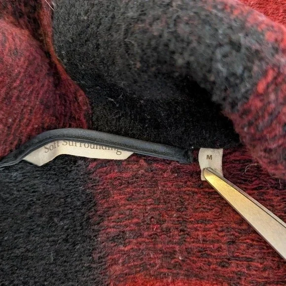 Soft Surroundings Red Plaid Wool Blend Pea Coat – Medium - Picture 7 of 8